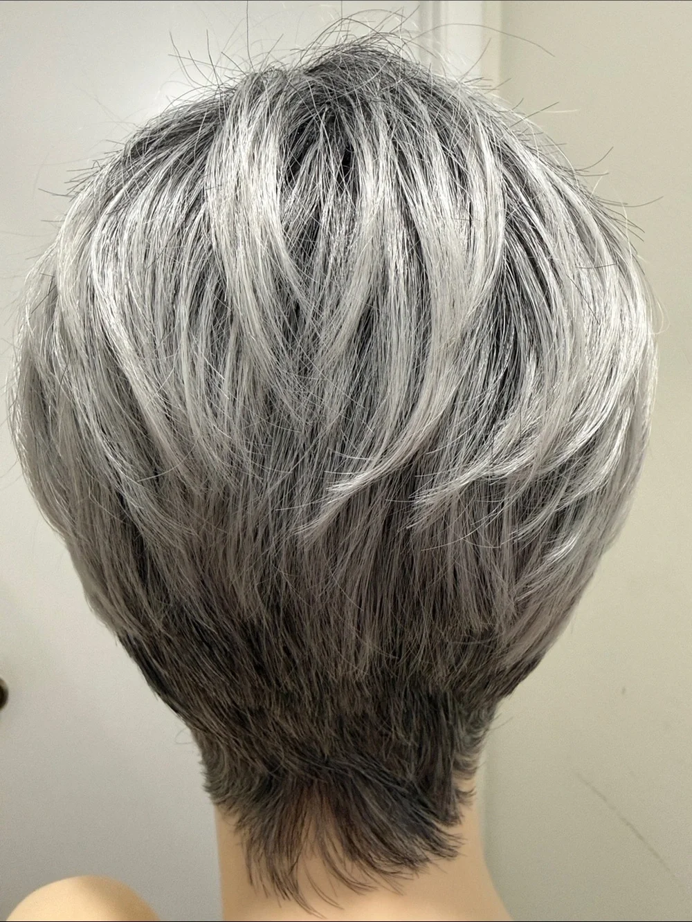 HAIR Pixie Cut with Bangs Free Part Silver/Gray/White